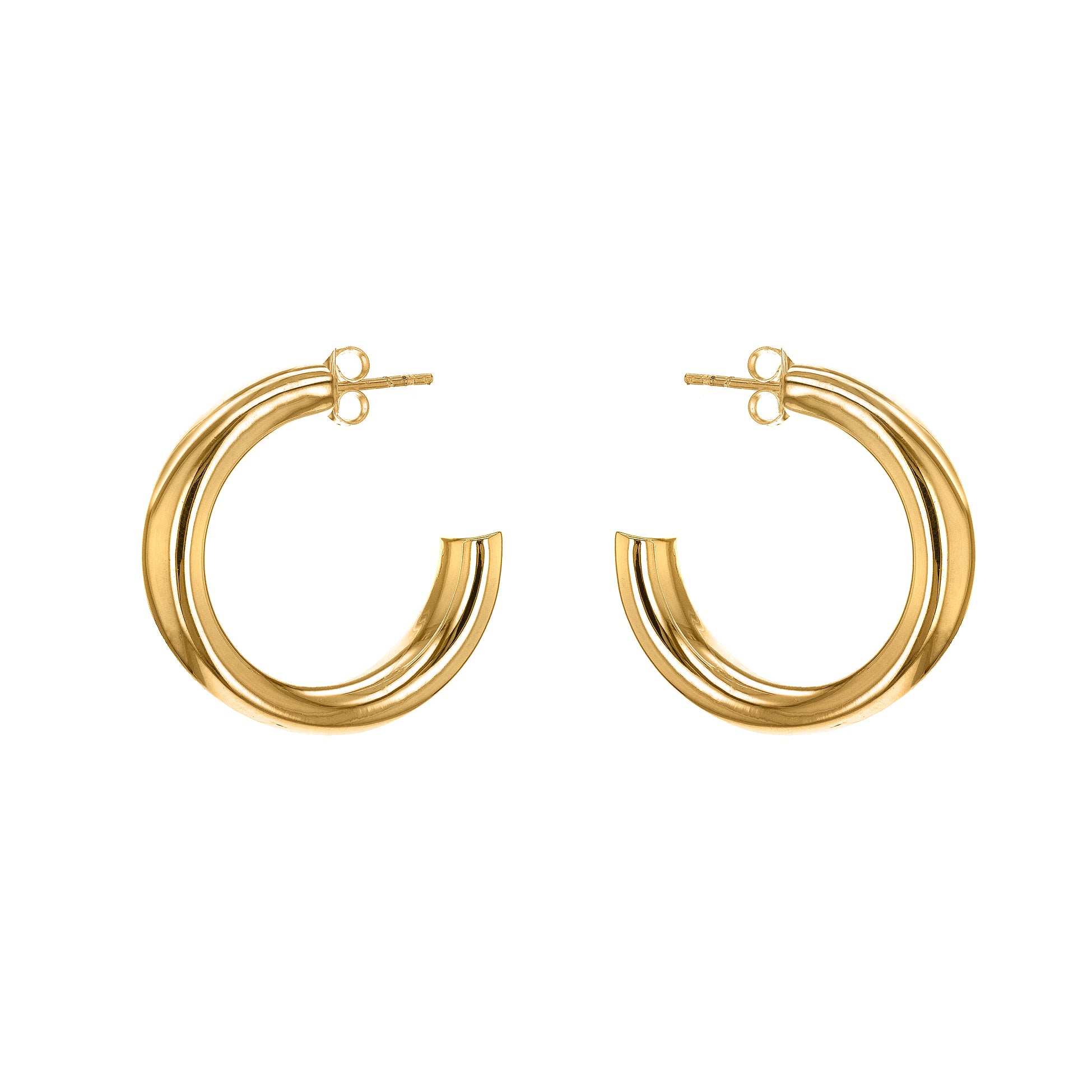 Gold Vermeil 27.5mm x 7mm Thick Tube Hoop Earrings image 0