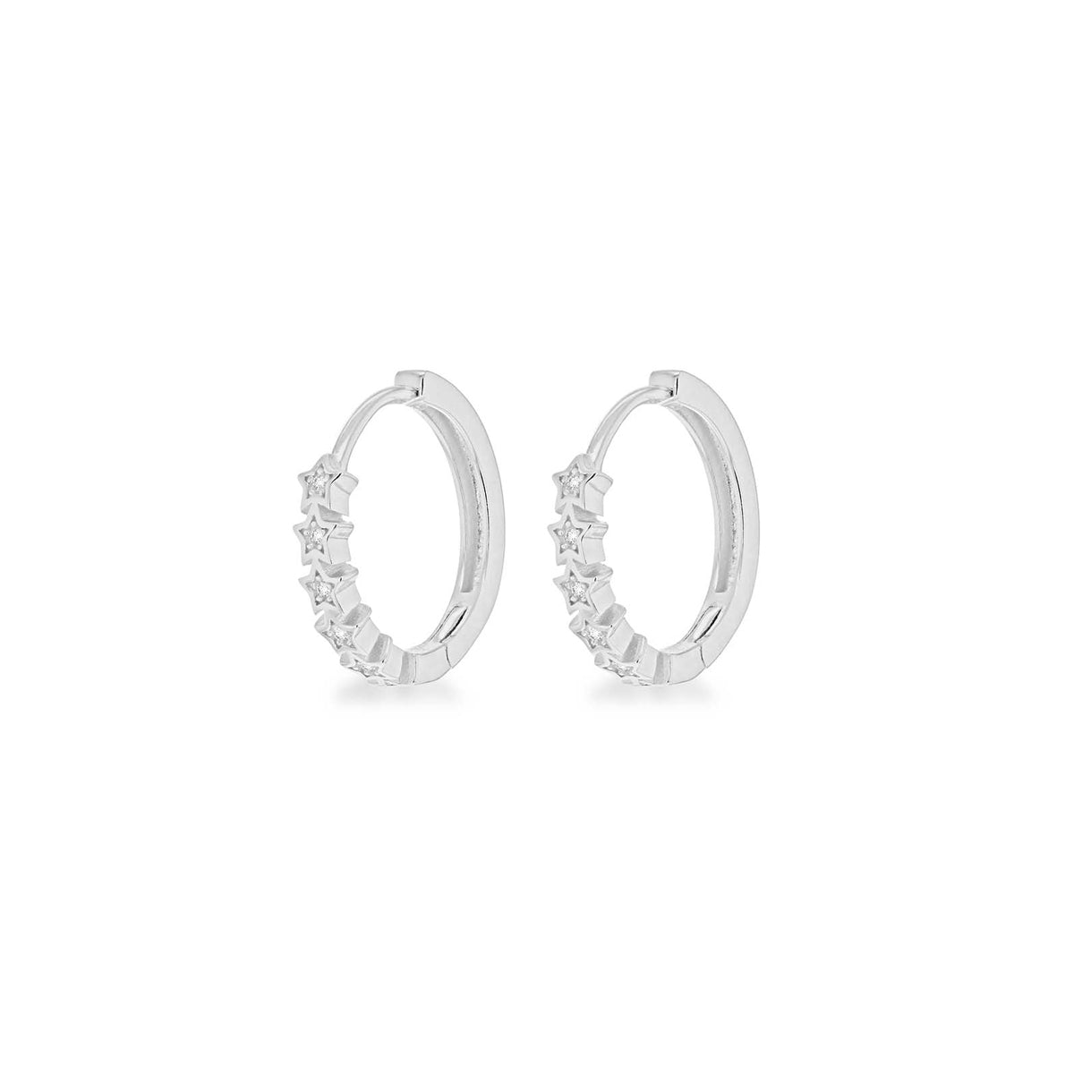 Sterling Silver Stars Huggie Hoop Earrings image 0