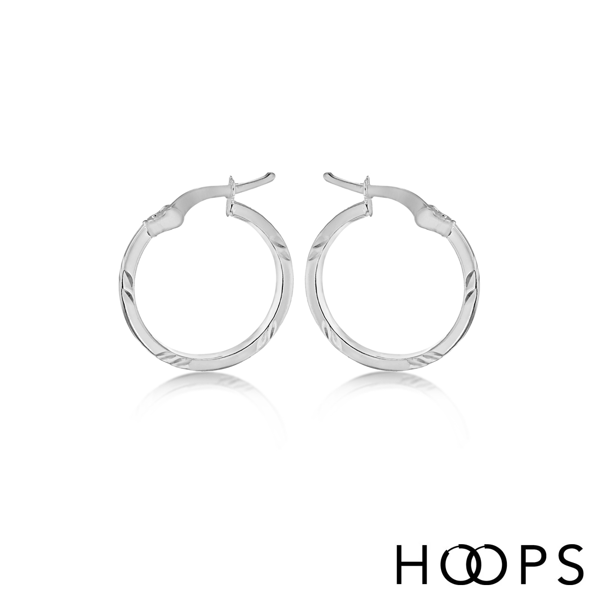 Sterling Silver 18mm Slim Patterned Hoops image 0