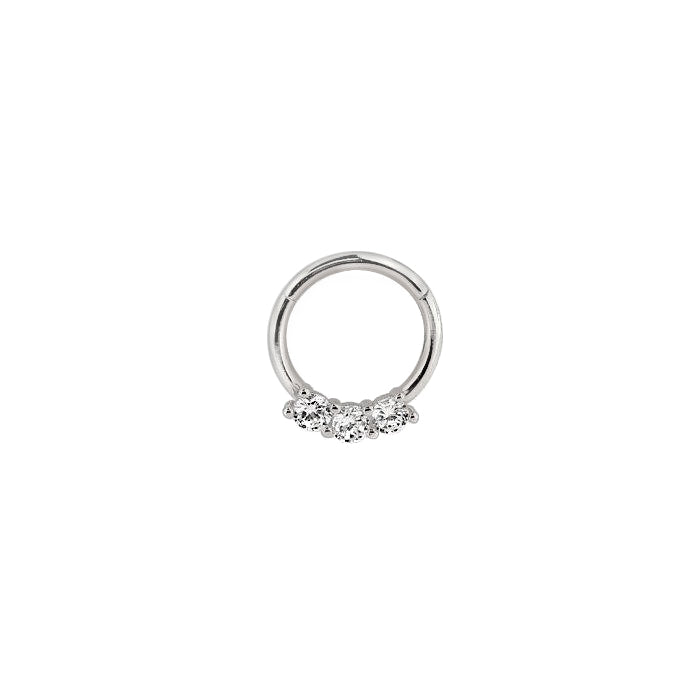 Stone Set Trio 10mm Tragus Clicker Hoop image 0