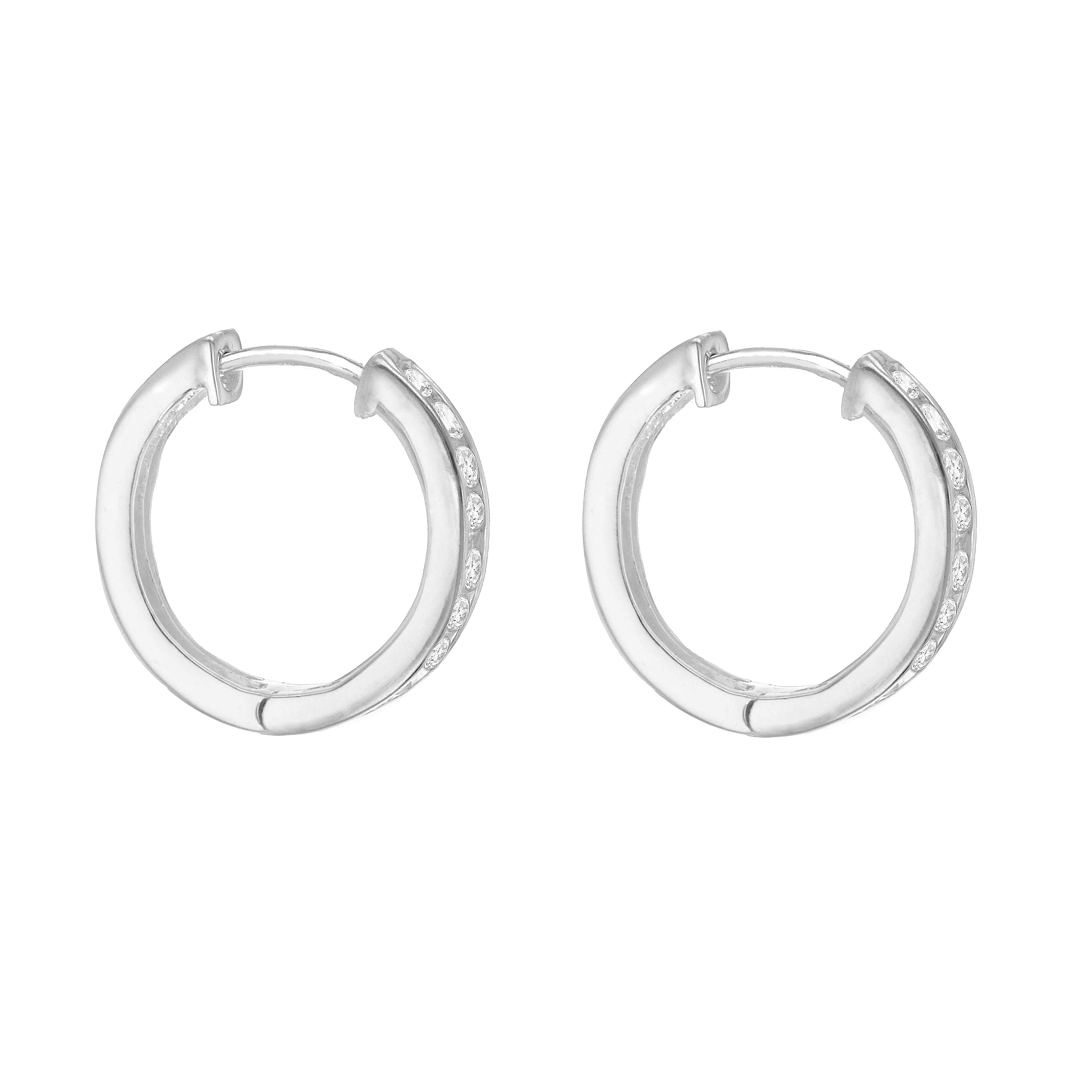 Sterling Silver Large Stone Set Clicker Earrings image 0