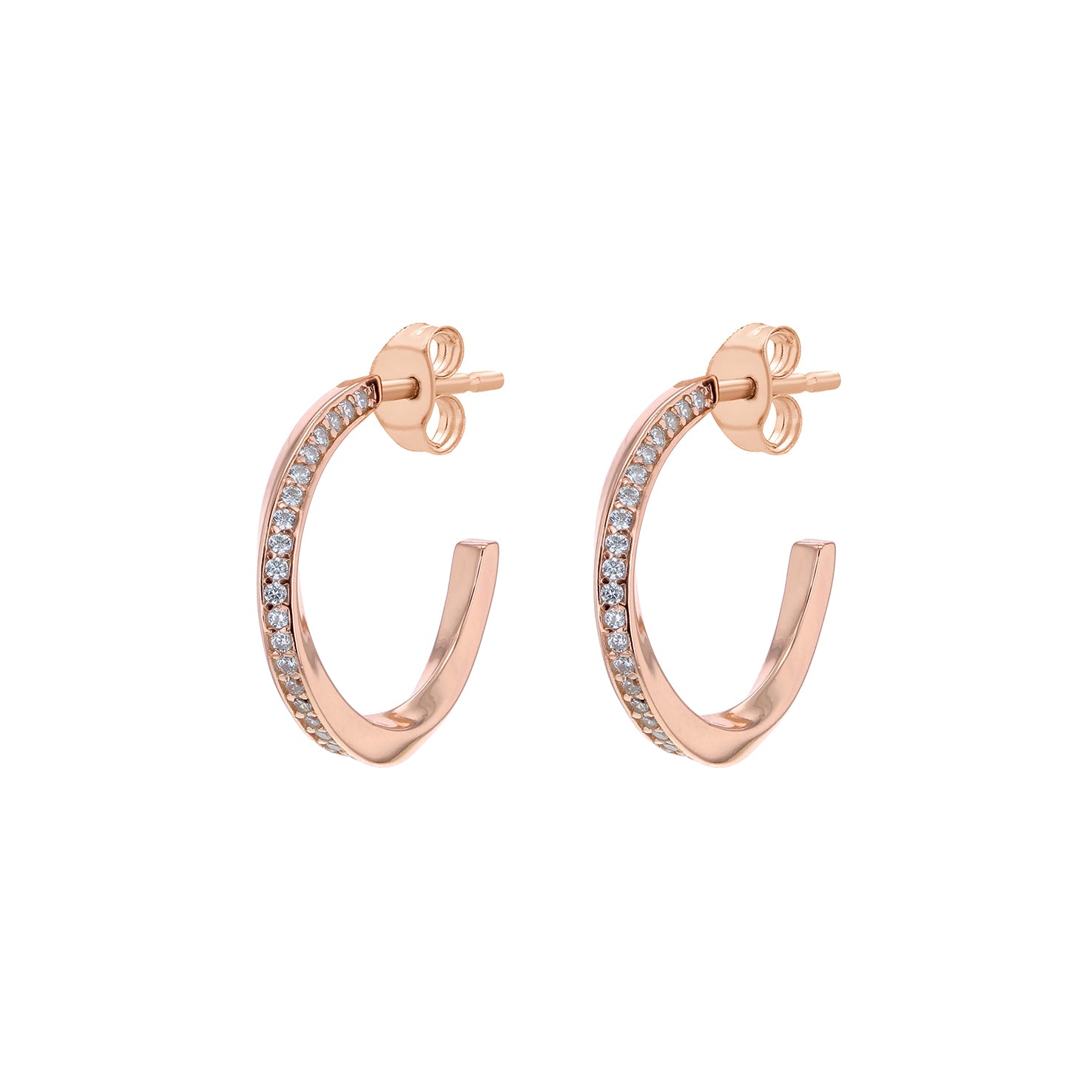 Rose Gold Vermeil Stone Set Twist Hoops image 0