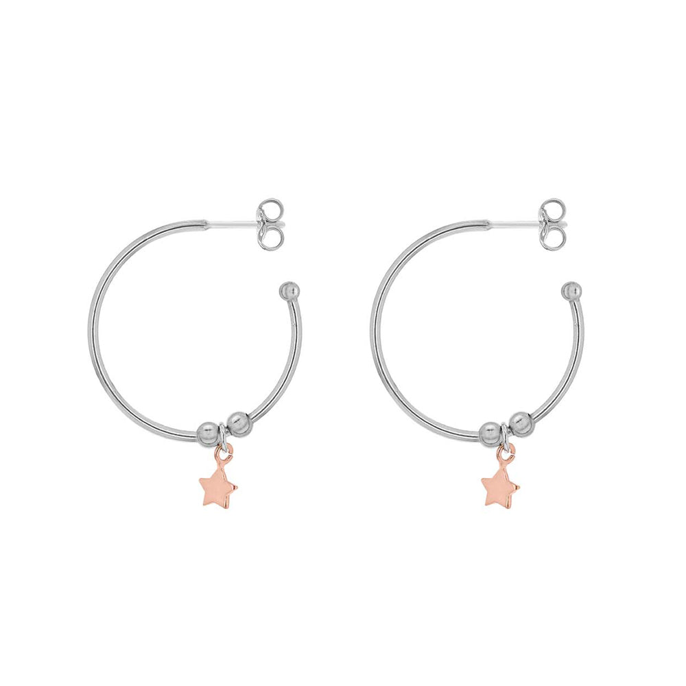 Sterling Silver Star Drop Hoop Earrings image 0