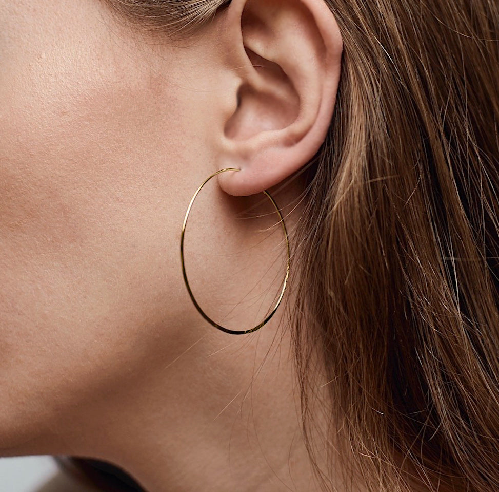 9ct Yellow Gold 40mm Plain Sleeper Hoop Earrings image 1