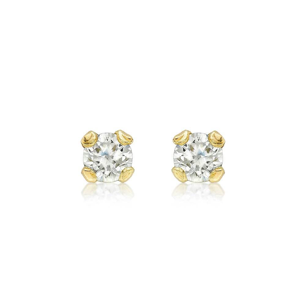 9ct Yellow Gold 3mm Stone Set Stud Earrings image 0