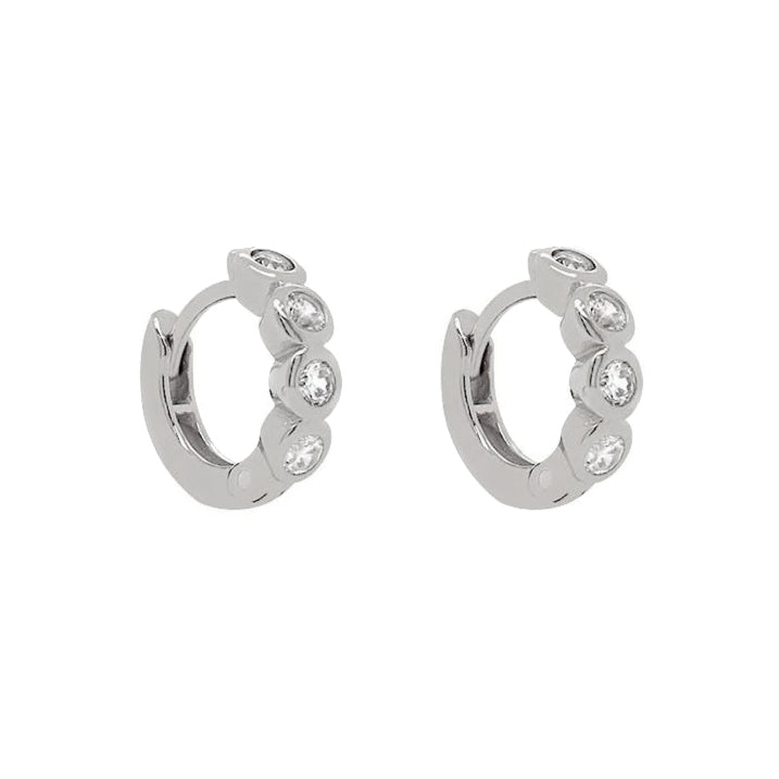 Sterling Silver Mini Bezel Hana Huggies image 0