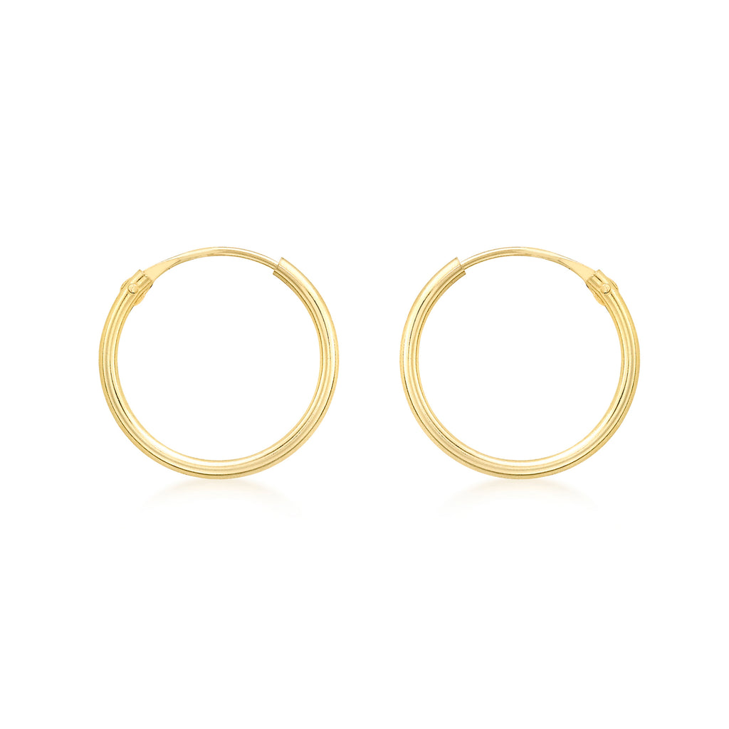 9ct Yellow Gold 13mm Plain Sleeper Hoop Earrings image 0
