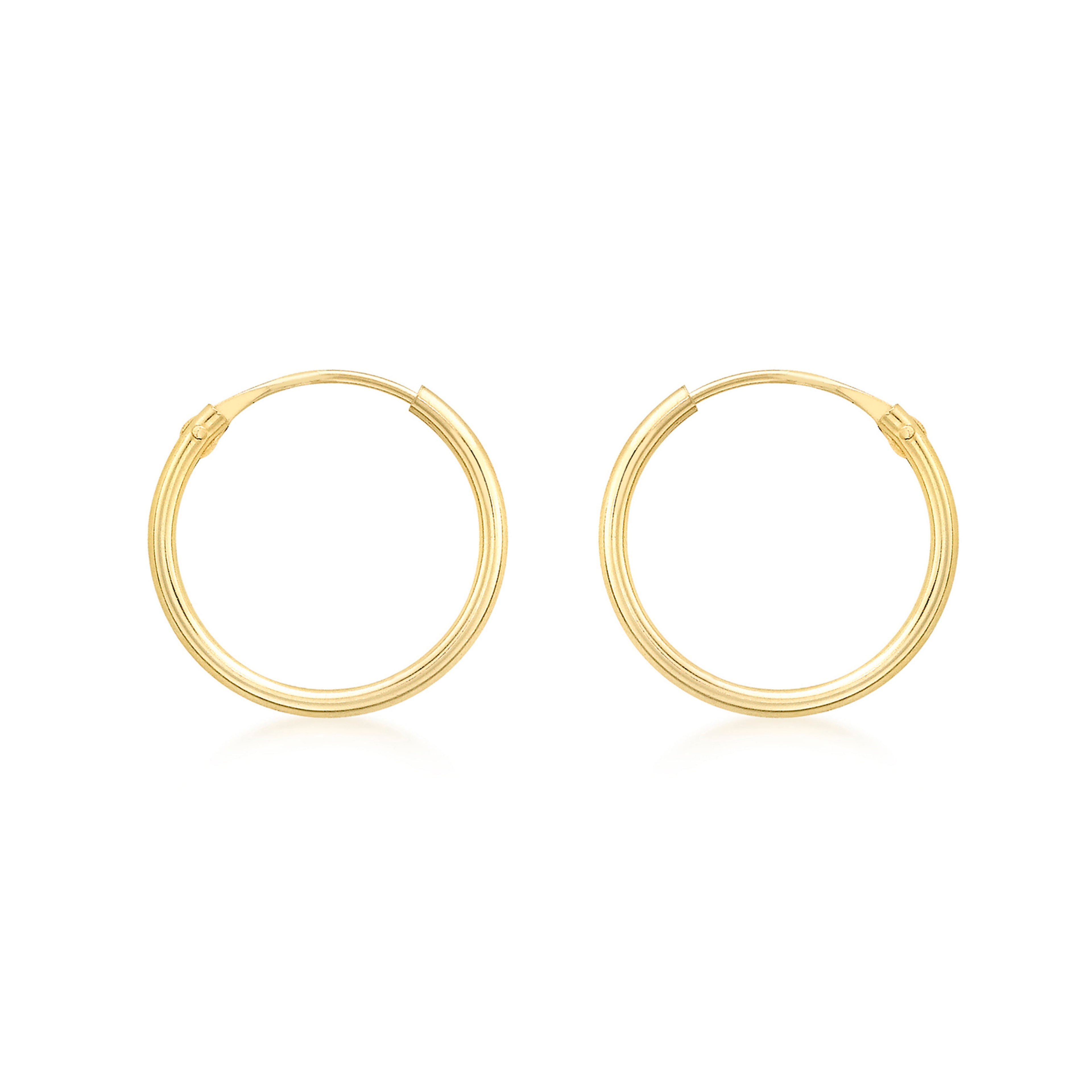 9ct Yellow Gold 13mm Plain Sleeper Hoop Earrings image 0