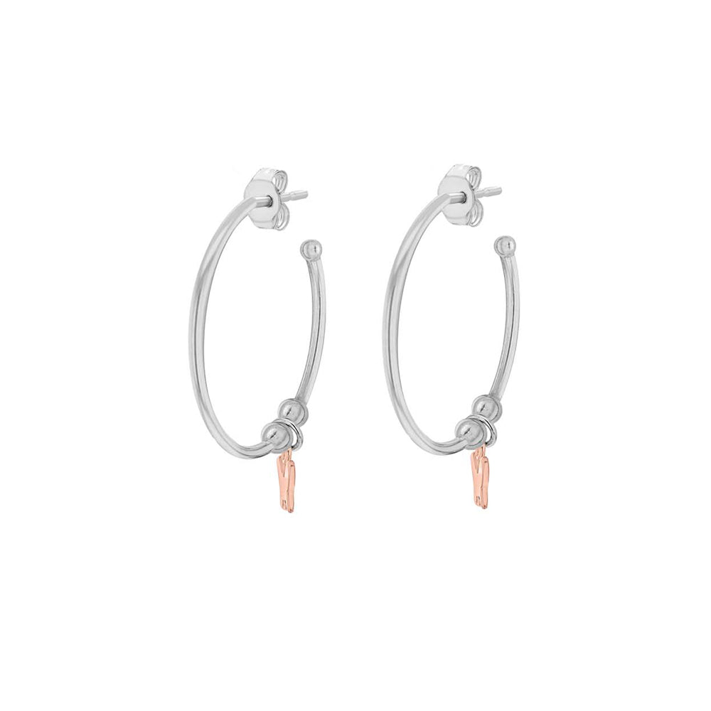 Sterling Silver Butterfly Drop Hoop Earrings image 2