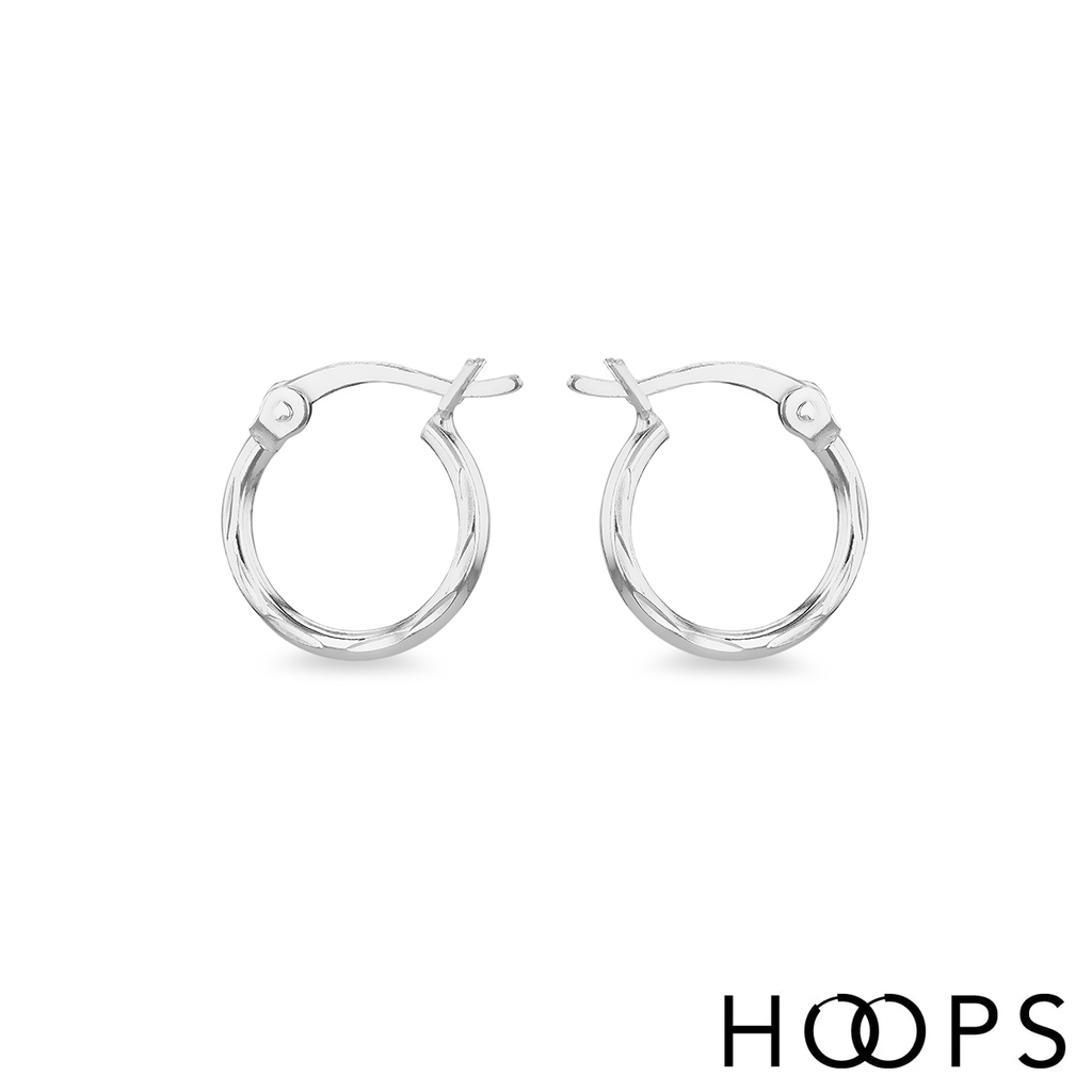 Sterling Silver Small Diamond Cut Hoop Earrings image 0