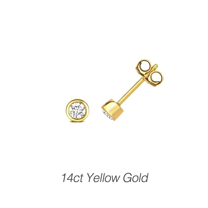 14ct Yellow Gold 0.14ct Rubover Diamond Studs