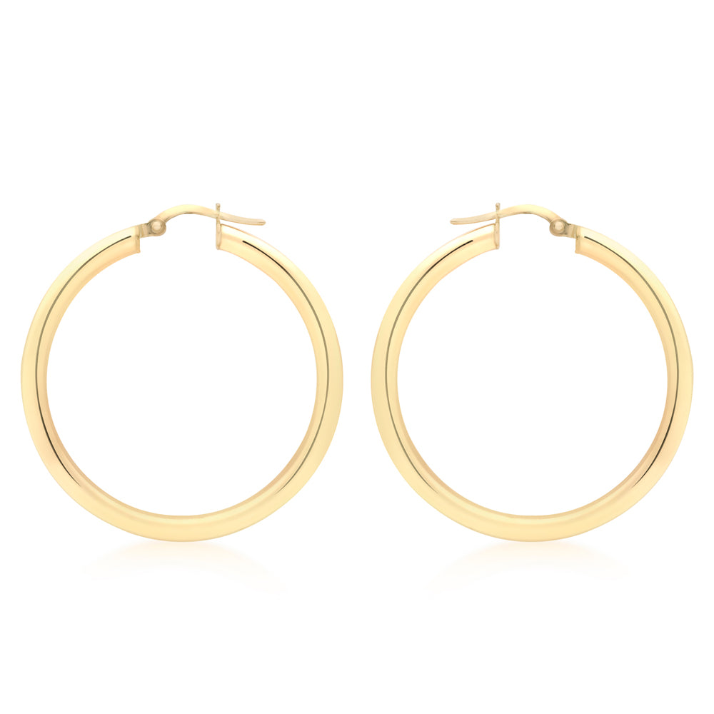 9ct Yellow Gold Round 40mm / 3mm Hoops image 1