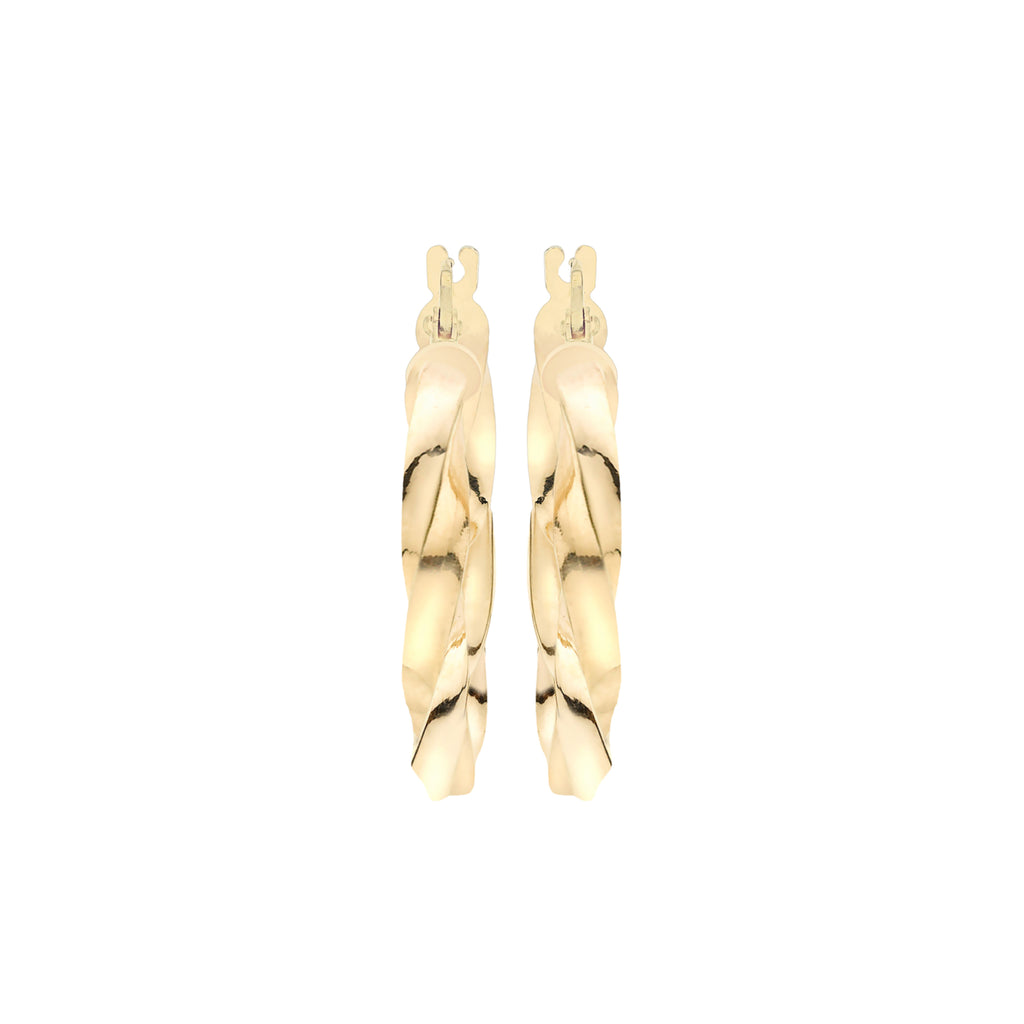 9ct Yellow Gold 23mm Twist Square Creole Earrings image 2