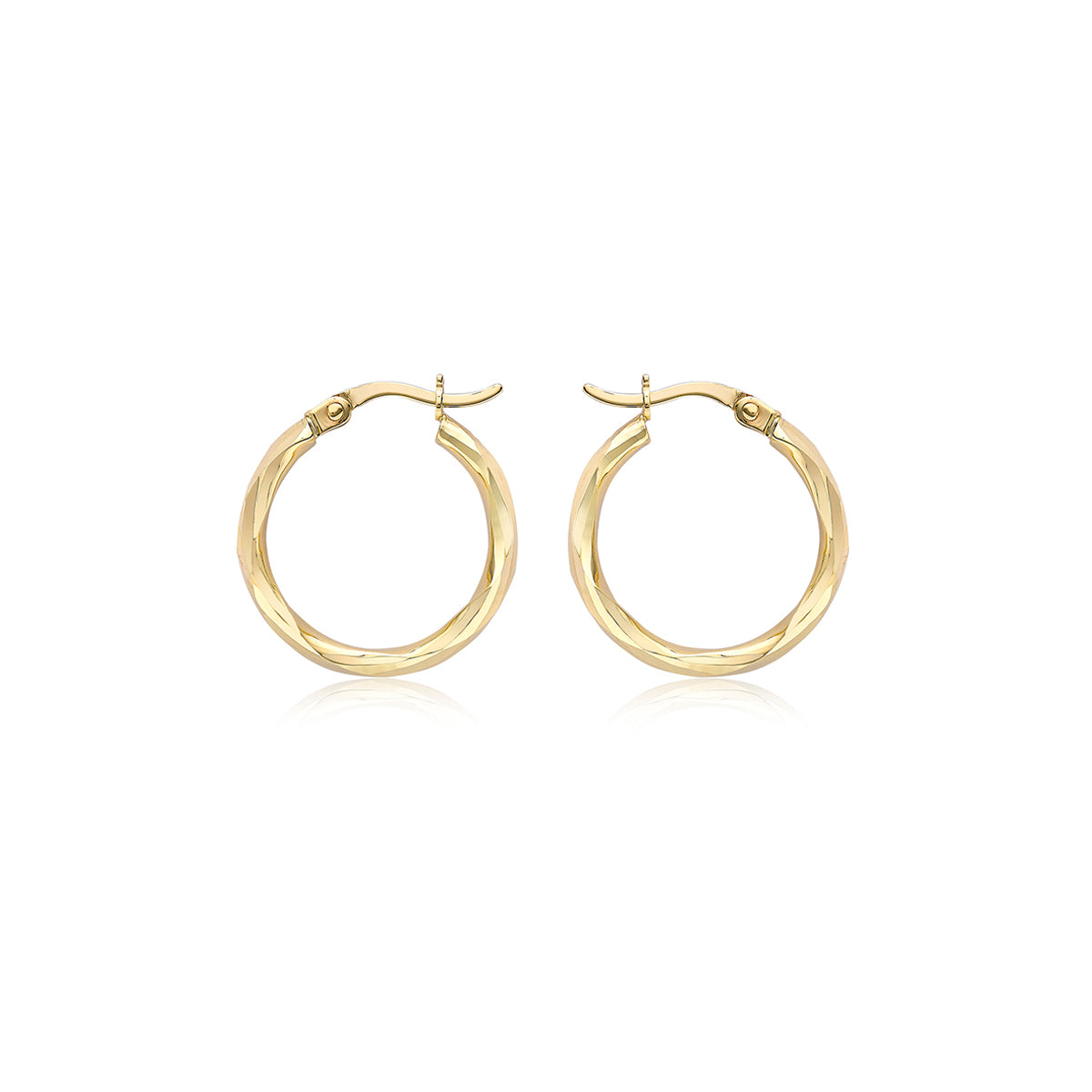 9ct Yellow Gold Faceted 18.5mm Hoop Earrings image 0