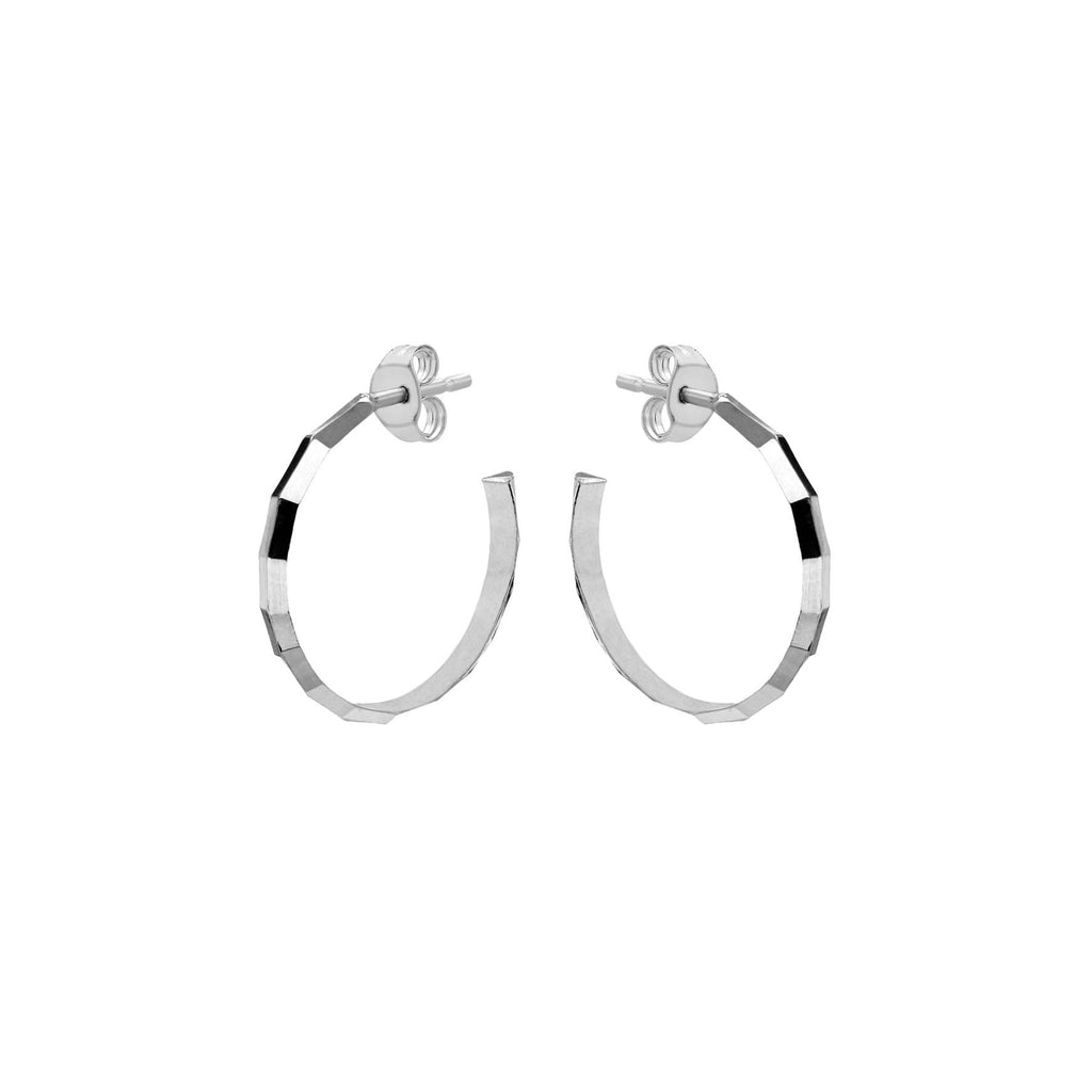 Sterling Silver 20mm Diamond Cut Hoop Earrings image 0