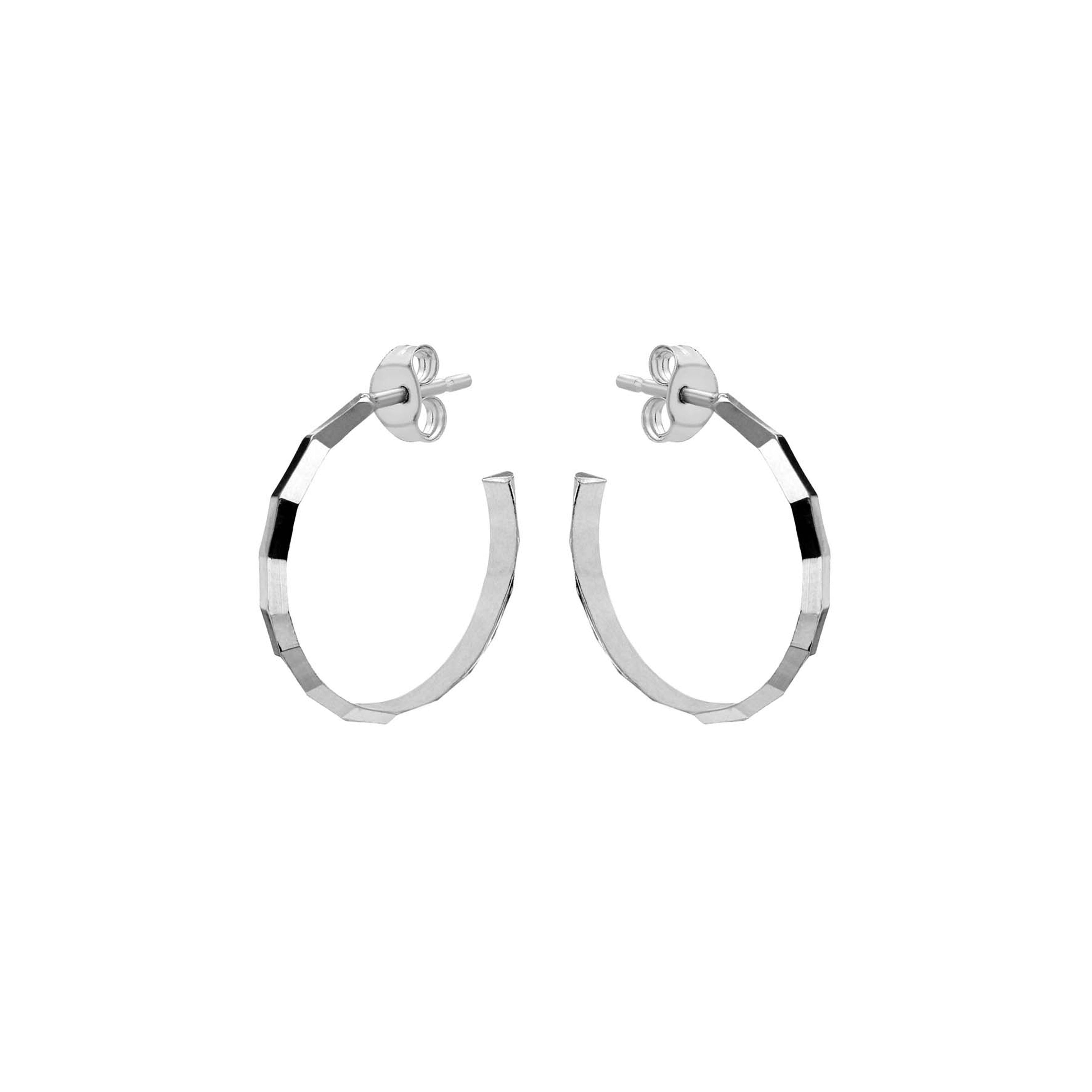 Sterling Silver 20mm Diamond Cut Hoop Earrings image 0