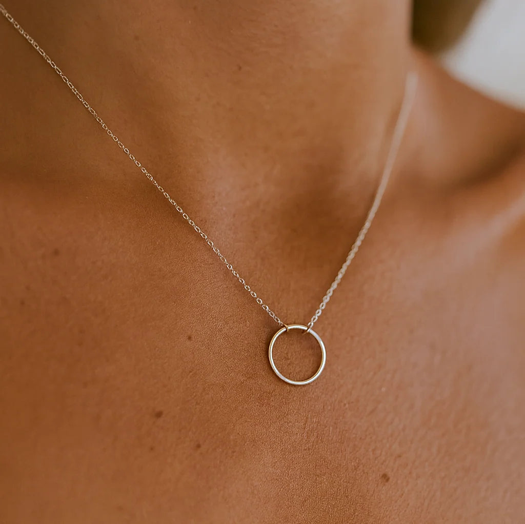 Sterling Silver Circle Necklace - Adjustable Chain