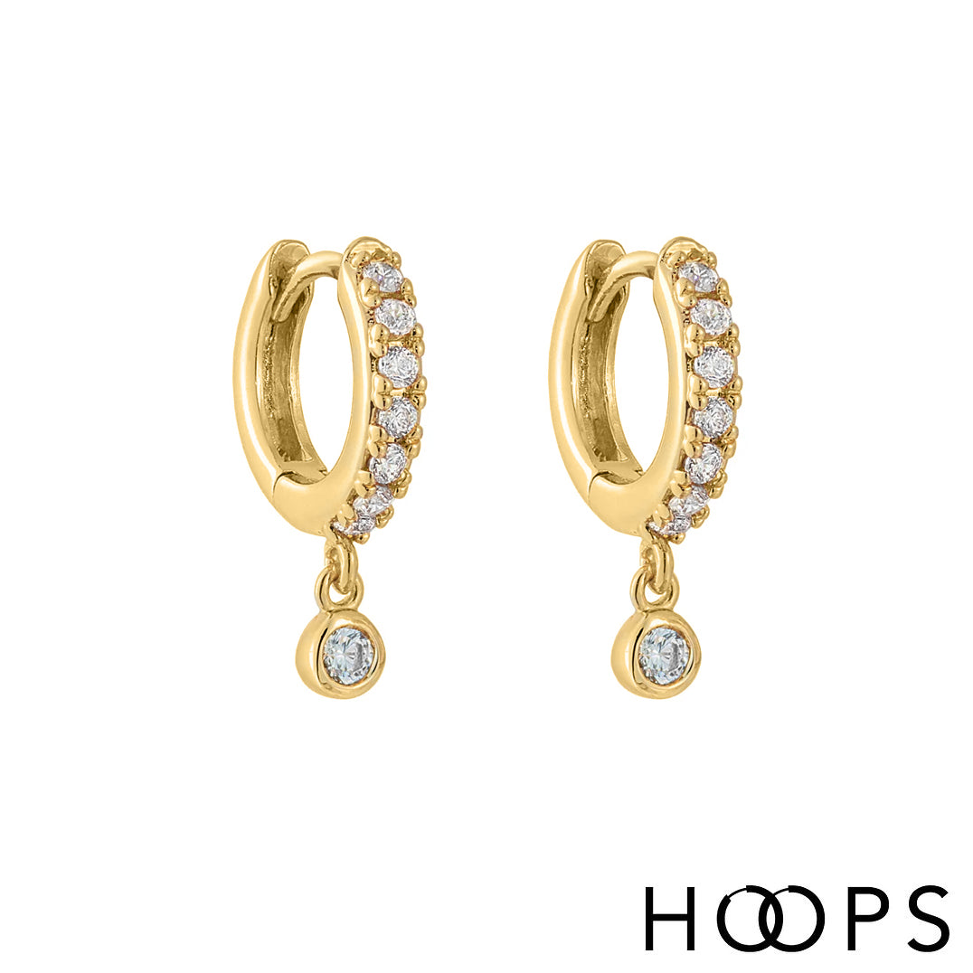 Yellow Gold Mini Stone Set Dini Huggies image 0