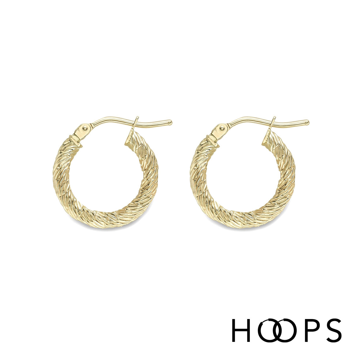 9ct Yellow Gold 16mm Design Hoop Earrings image 0