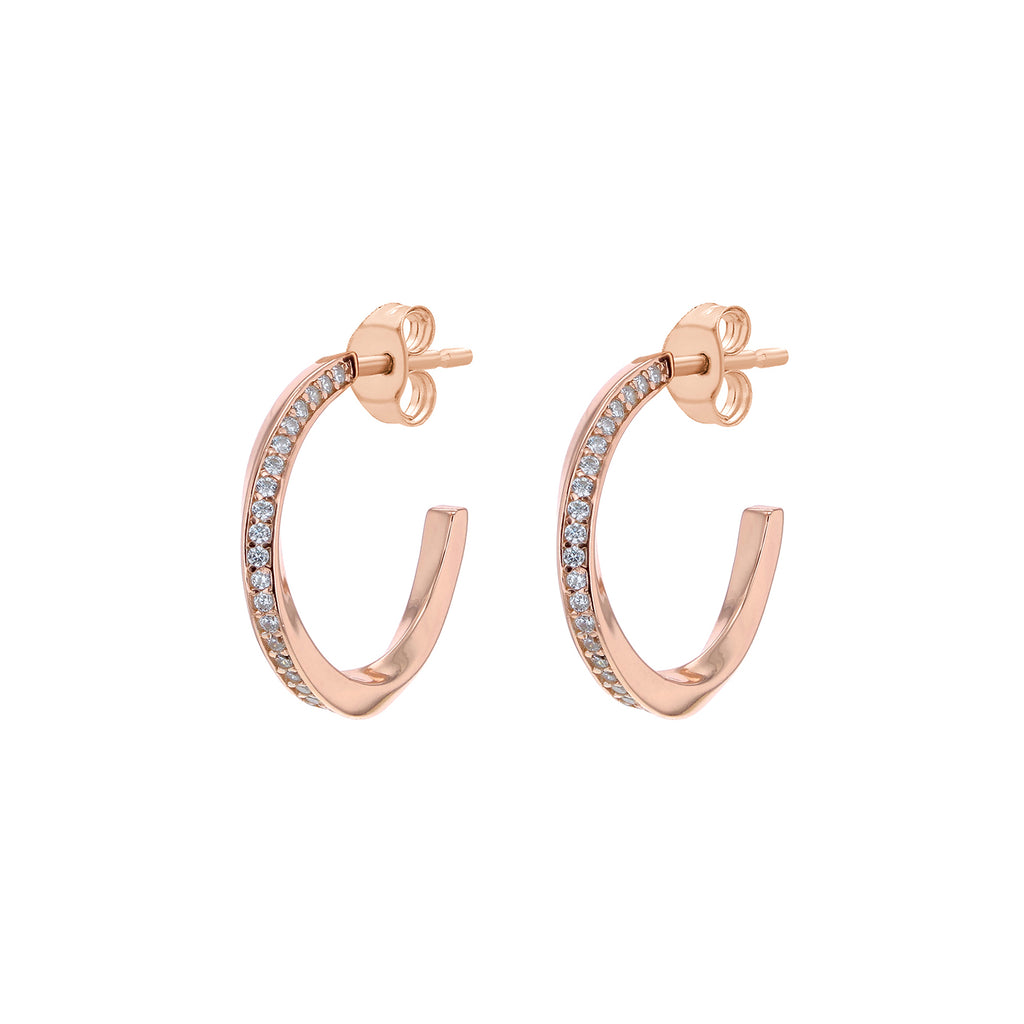 Rose Gold Vermeil Stone Set Twist Hoops image 0