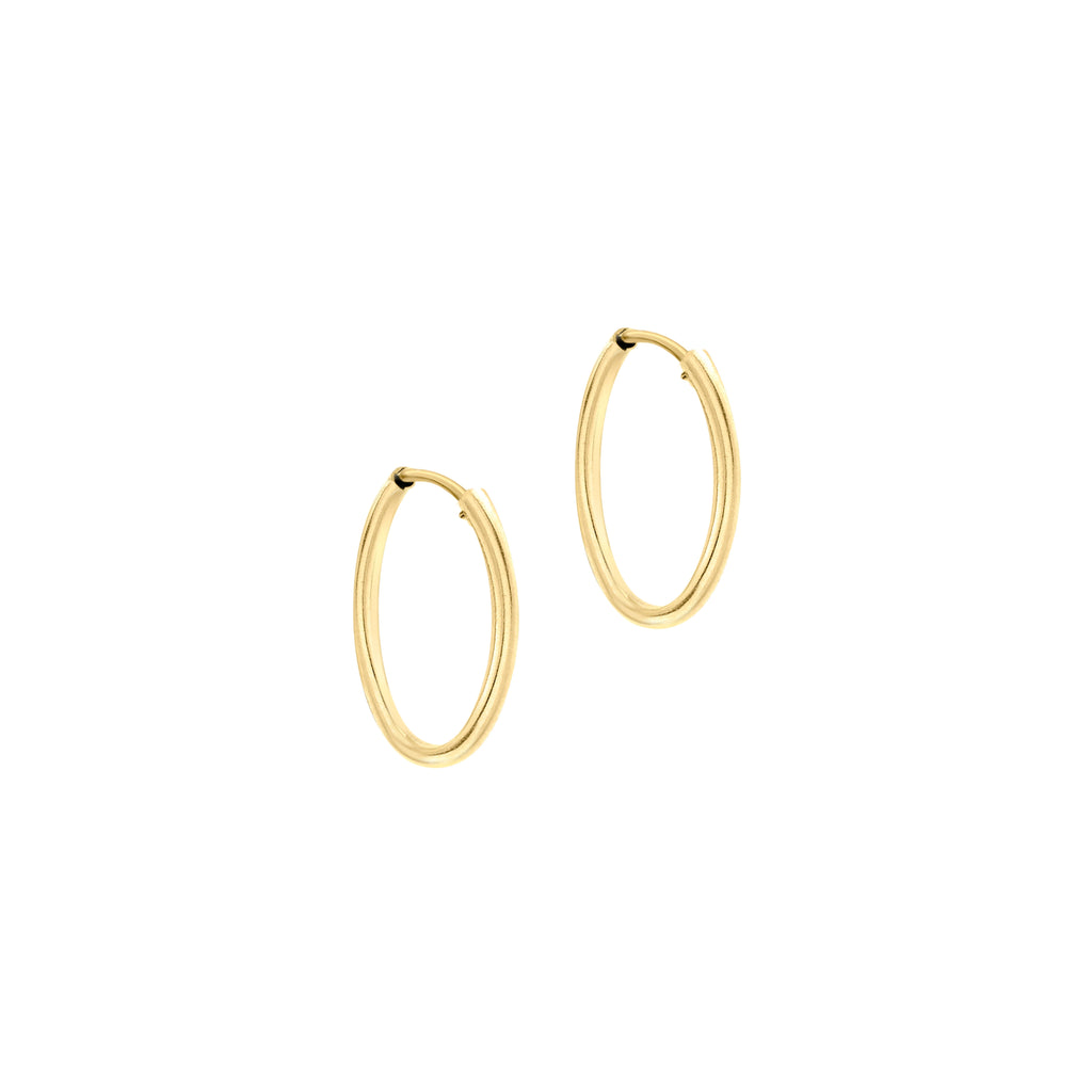 9ct Yellow Gold 13mm Plain Sleeper Hoop Earrings image 2
