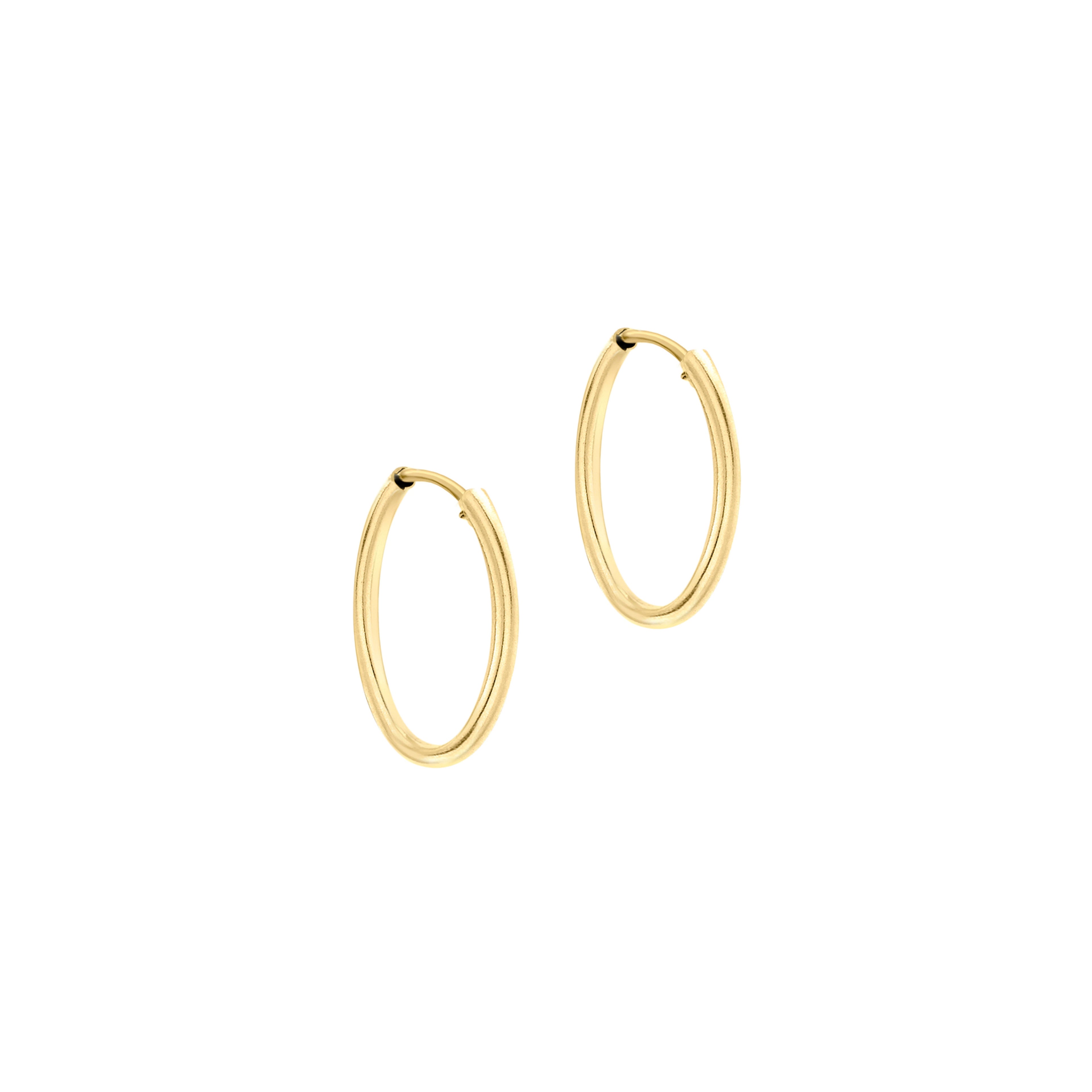 9ct Yellow Gold 13mm Plain Sleeper Hoop Earrings image 2