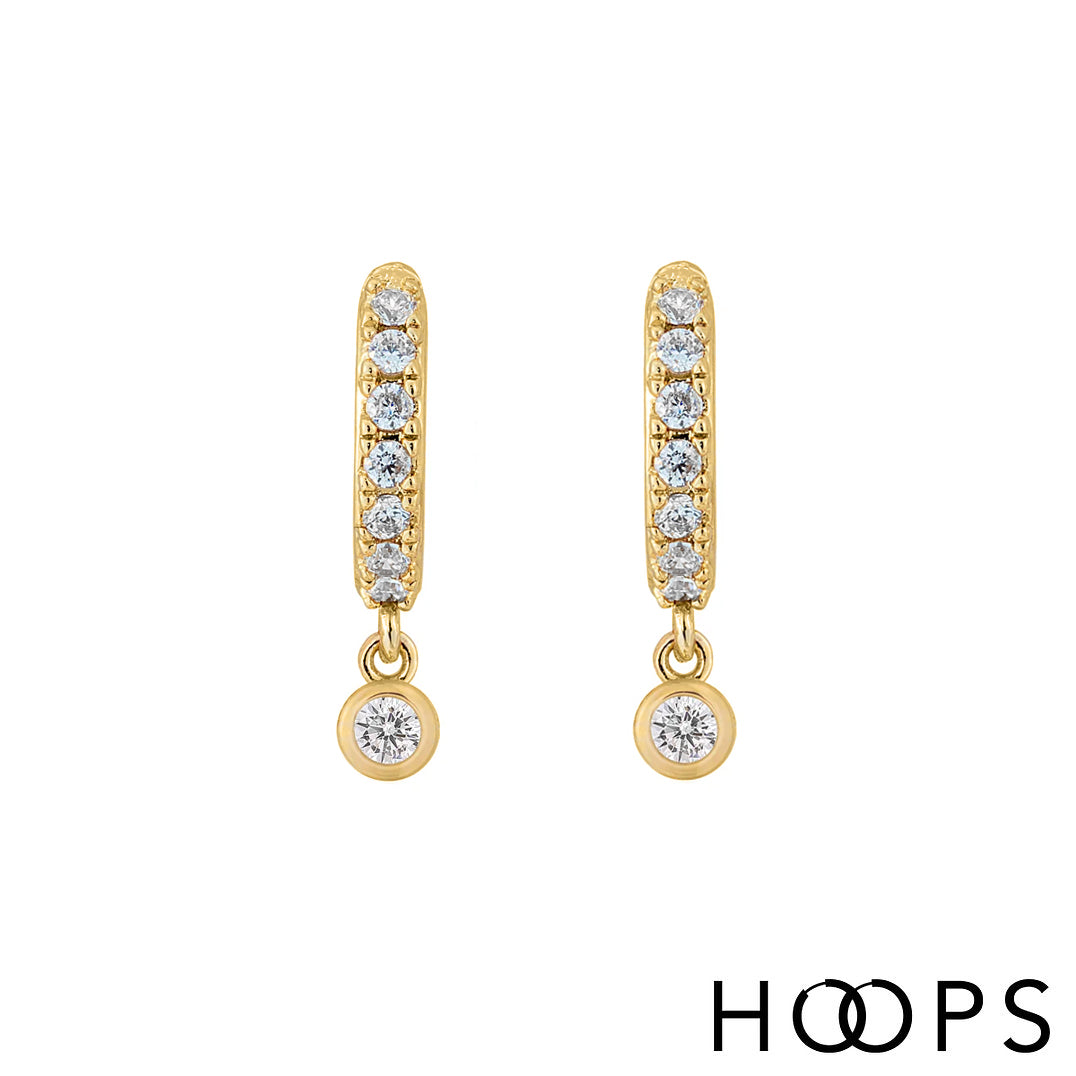 Yellow Gold Mini Stone Set Dini Huggies image 1