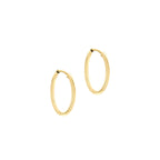 9ct Yellow Gold 15mm Plain Sleeper Hoop Earrings image 0
