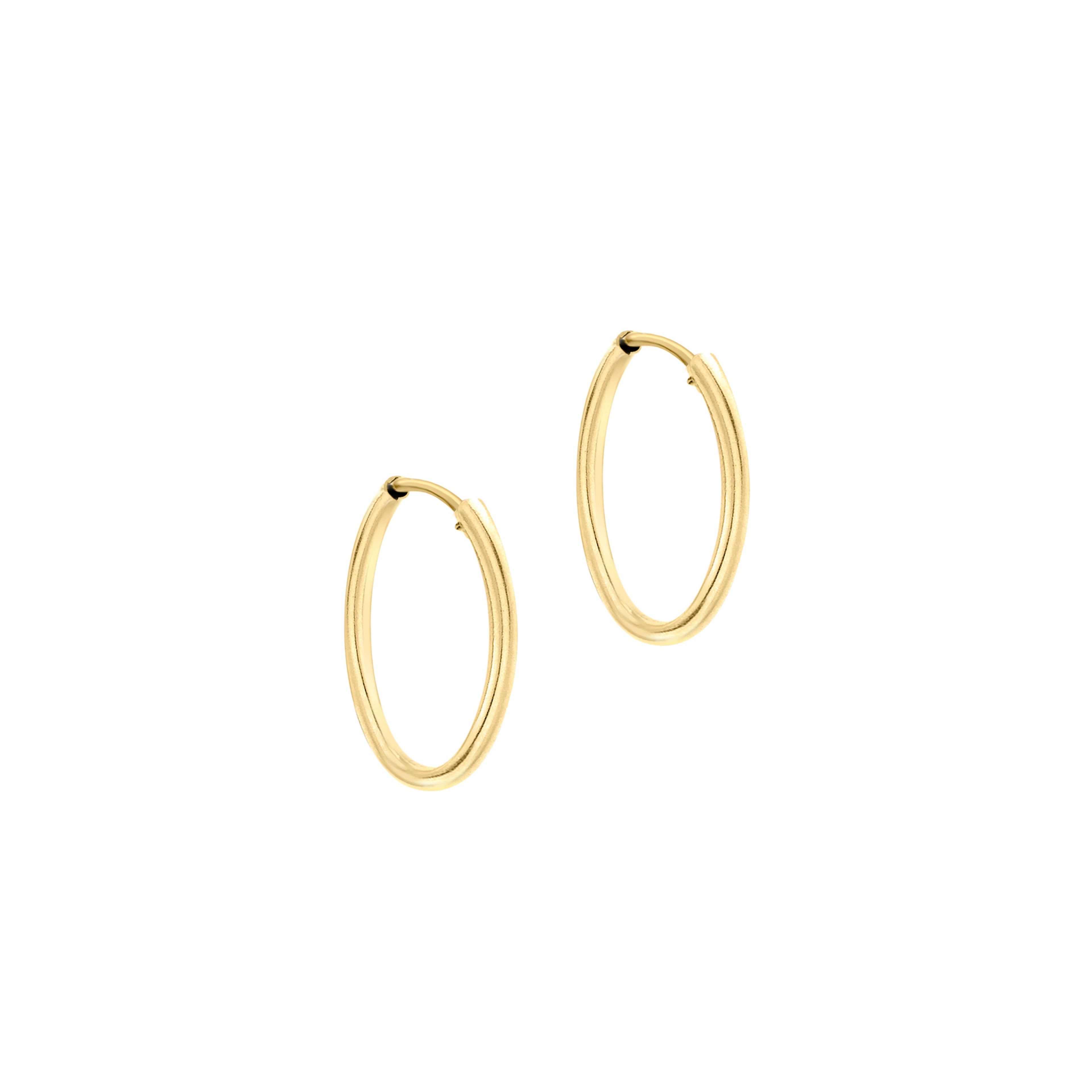 9ct Yellow Gold 15mm Plain Sleeper Hoop Earrings image 0