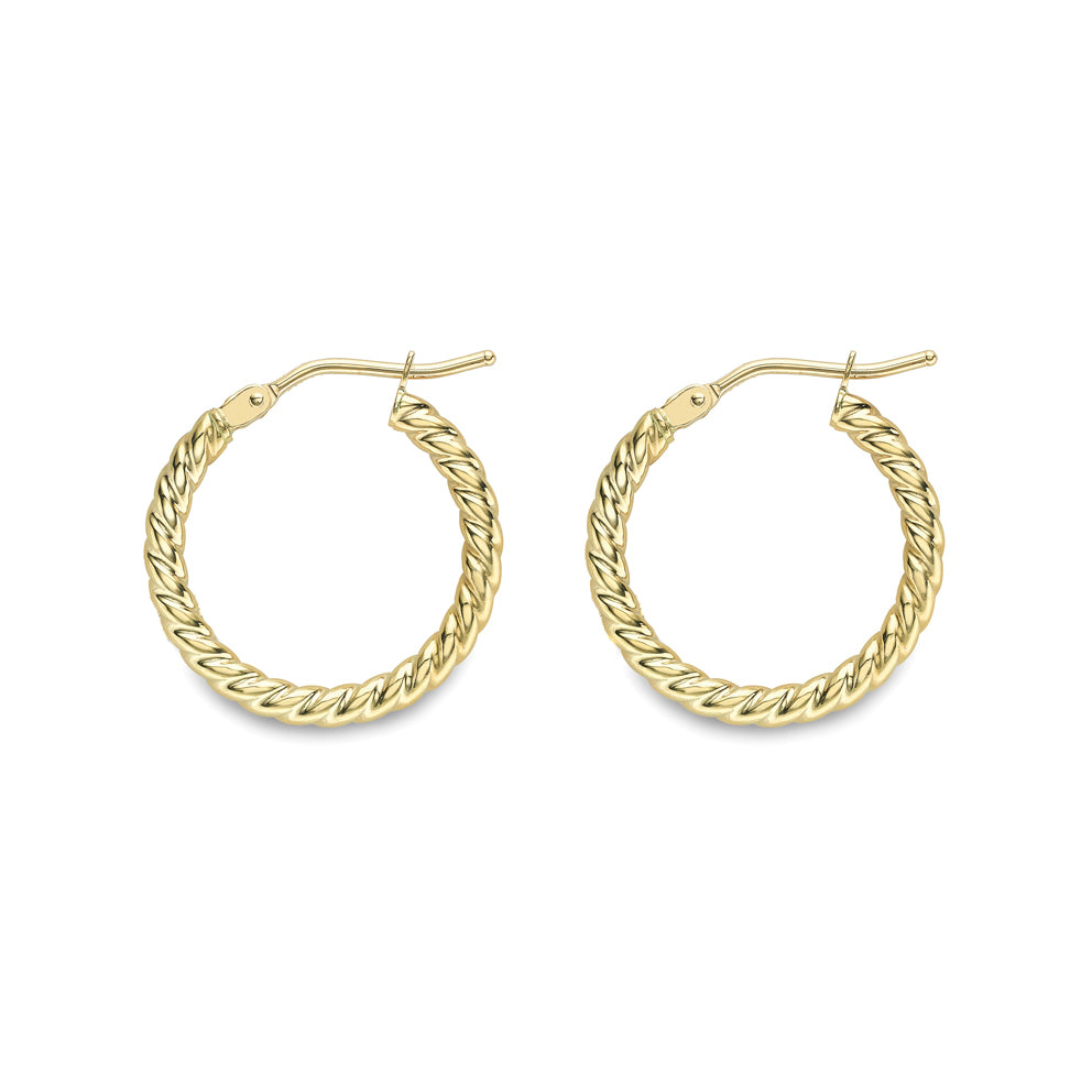 9ct Yellow Gold 19mm Twisty Rope Earrings image 0