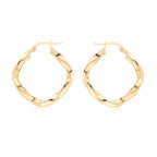 9ct Yellow Gold 23mm Twist Square Creole Earrings image 0