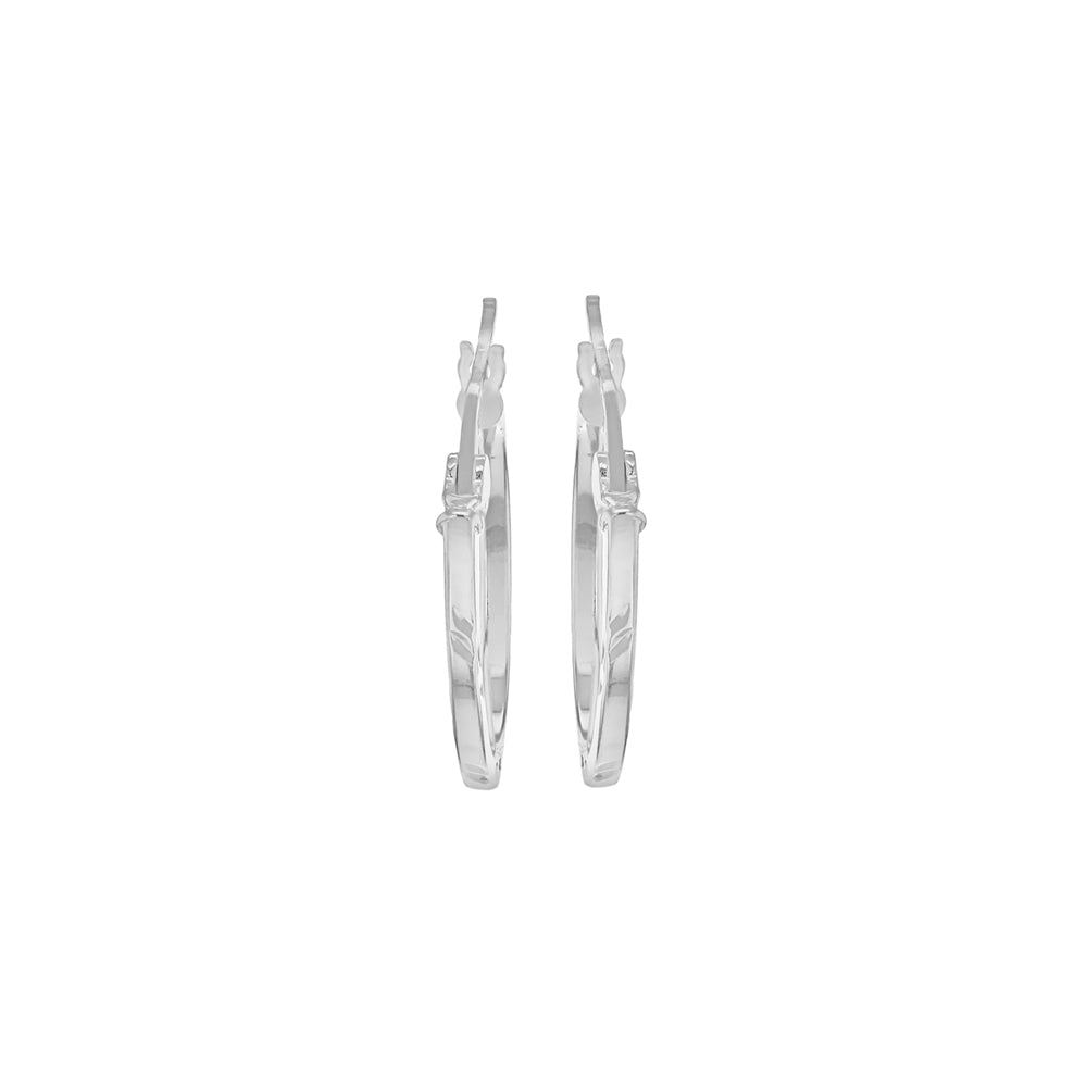 Silver 17.5mm Patterned Creole Hoop Earrings image 2