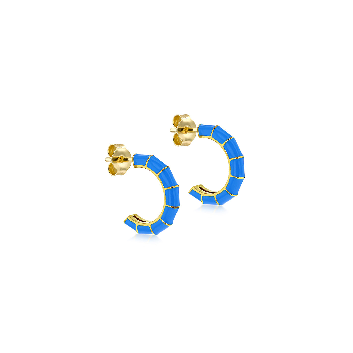 Yellow Gold Vermeil Blue Enamel Hoop image 0