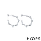 Sterling Silver 30mm Half Hoop Bamboo Design Earrings