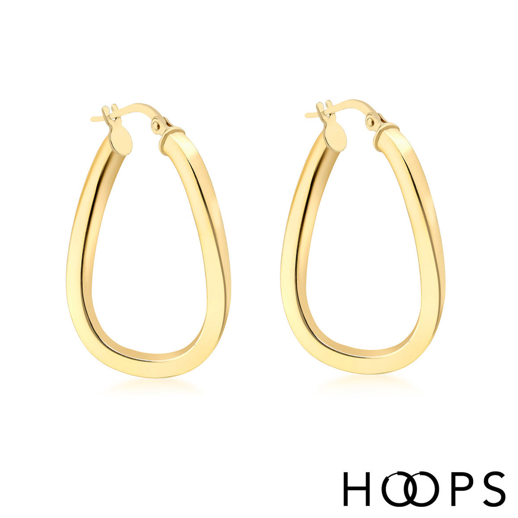 9ct Yellow Gold Wave Hoop Earrings