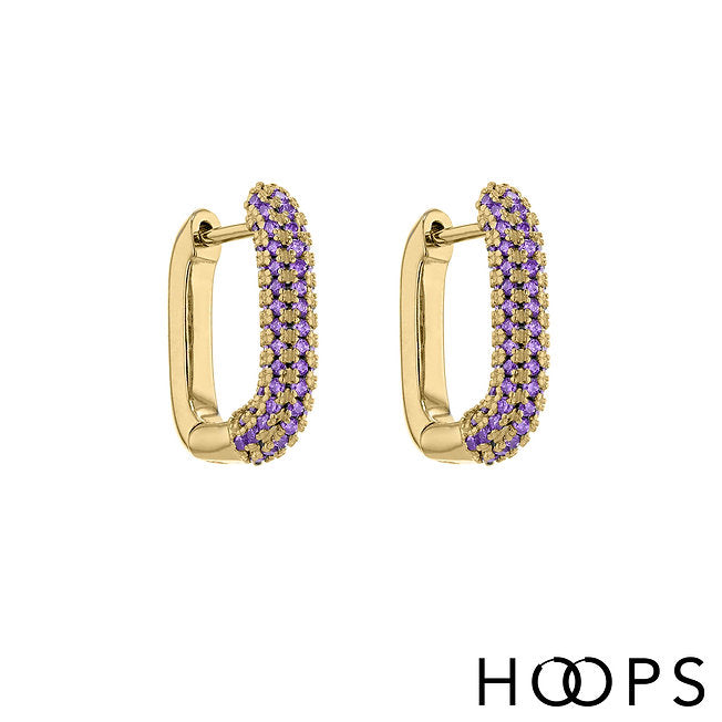 Yellow Gold Vermeil Purple Monaco Hoop Earrings