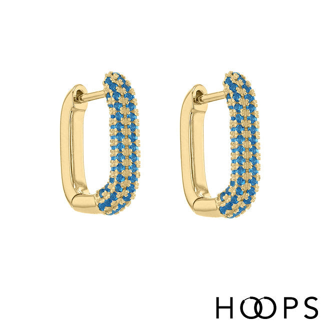 Yellow Gold Vermeil Blue Monaco Hoop Earrings