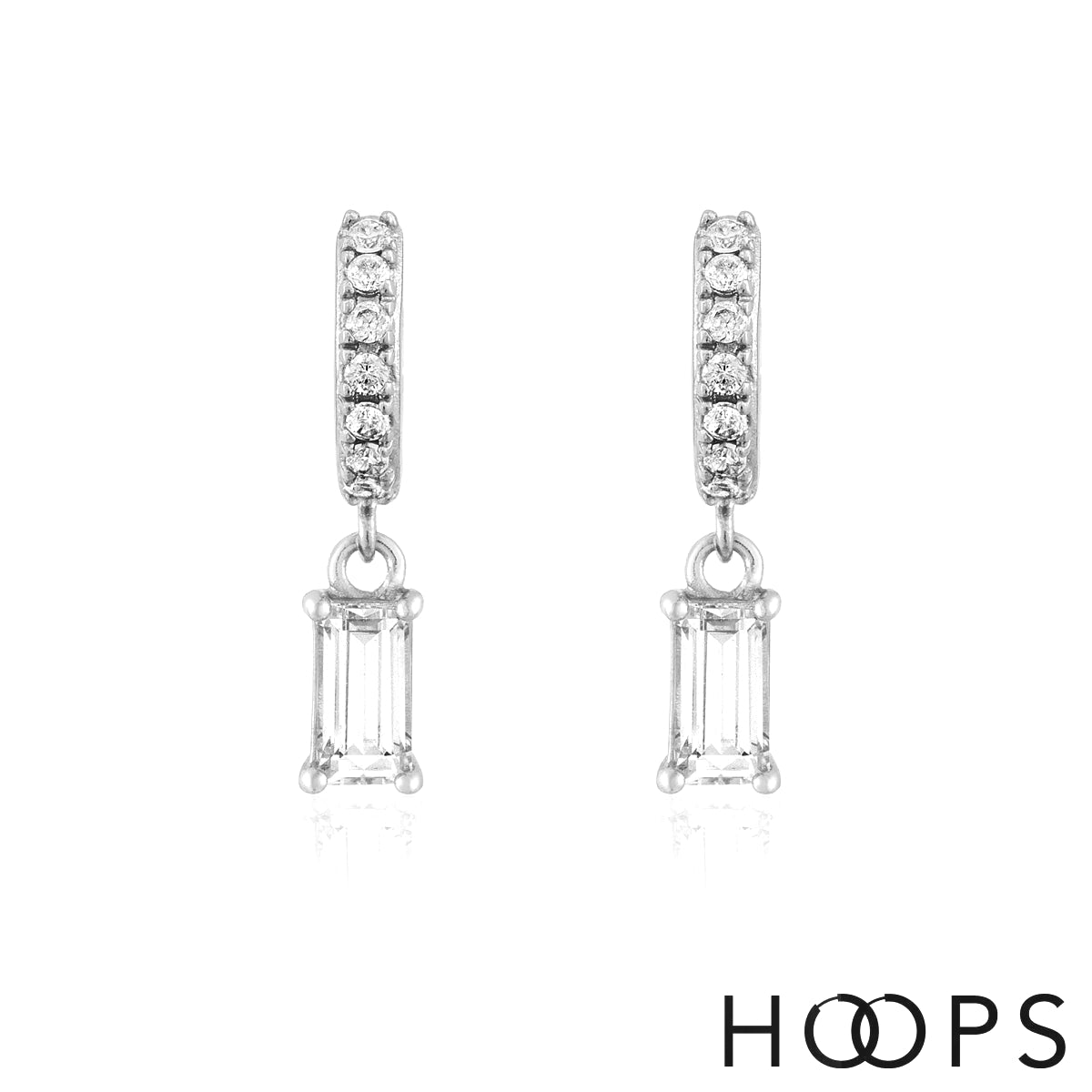 Sterling Silver Stone Set Alma Drop Huggies image 1