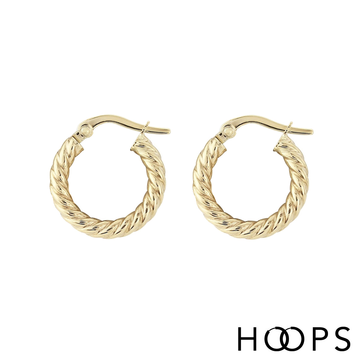9ct Yellow Gold 15mm Design Hoop Earrings image 0