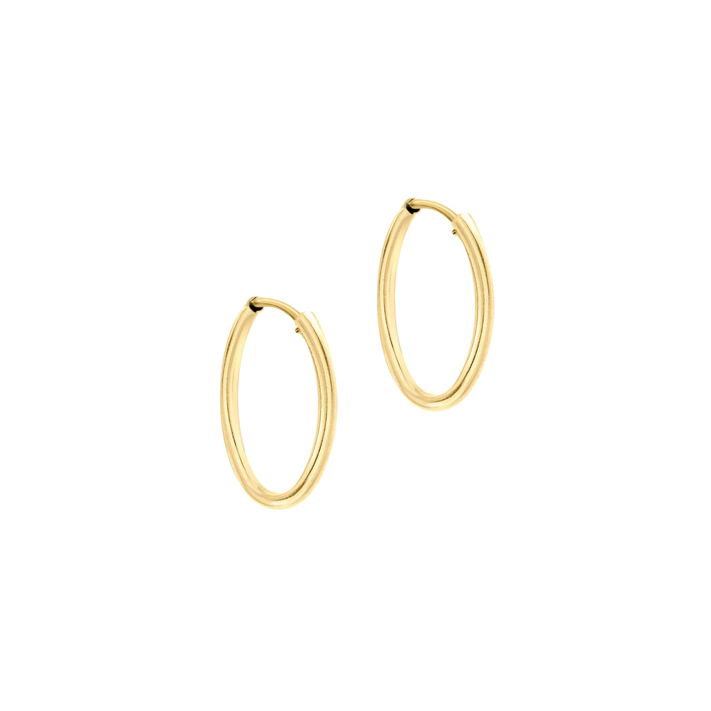 9ct Yellow Gold 18mm Plain Sleeper Hoop Earrings image 1