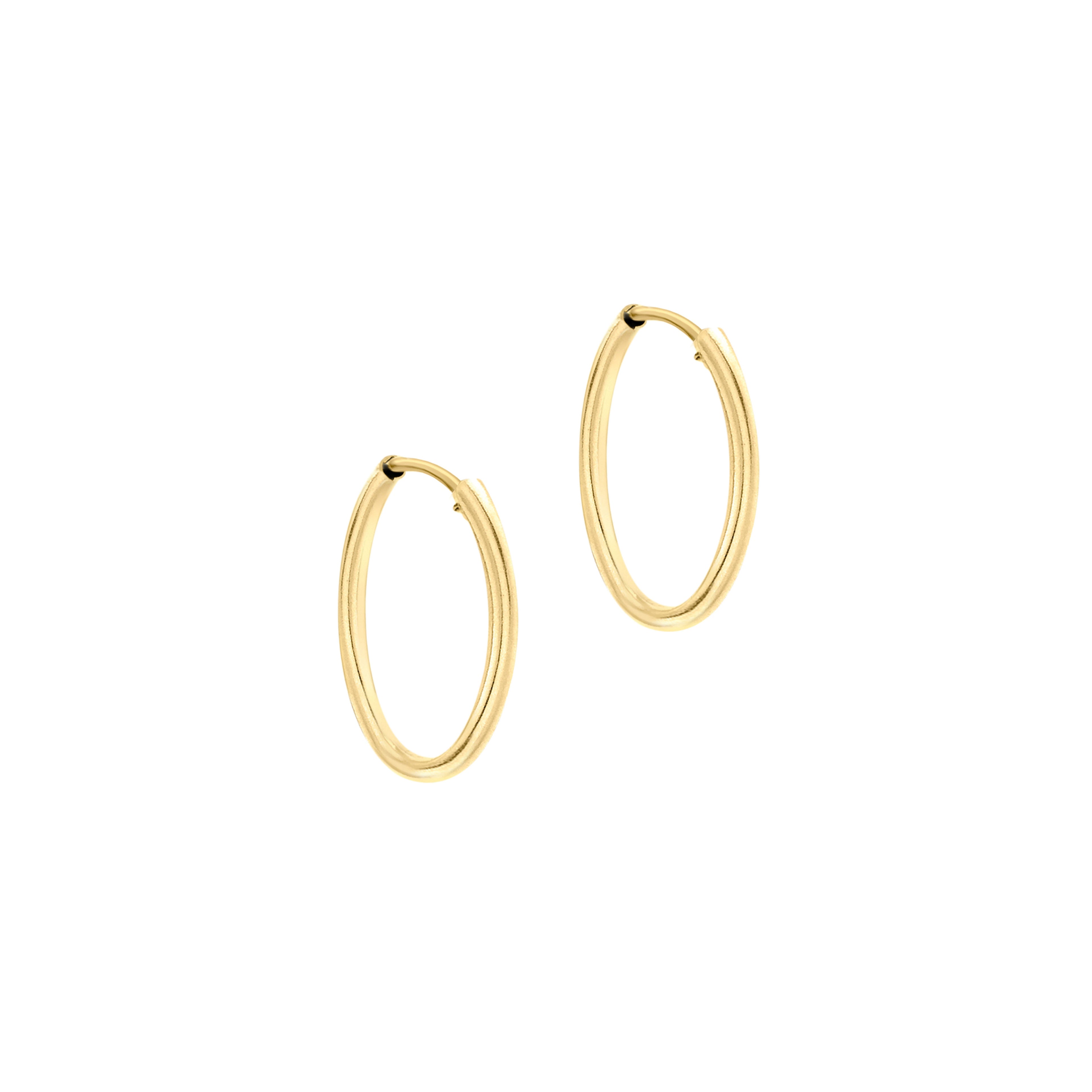 9ct Yellow Gold 18mm Plain Sleeper Hoop Earrings image 1