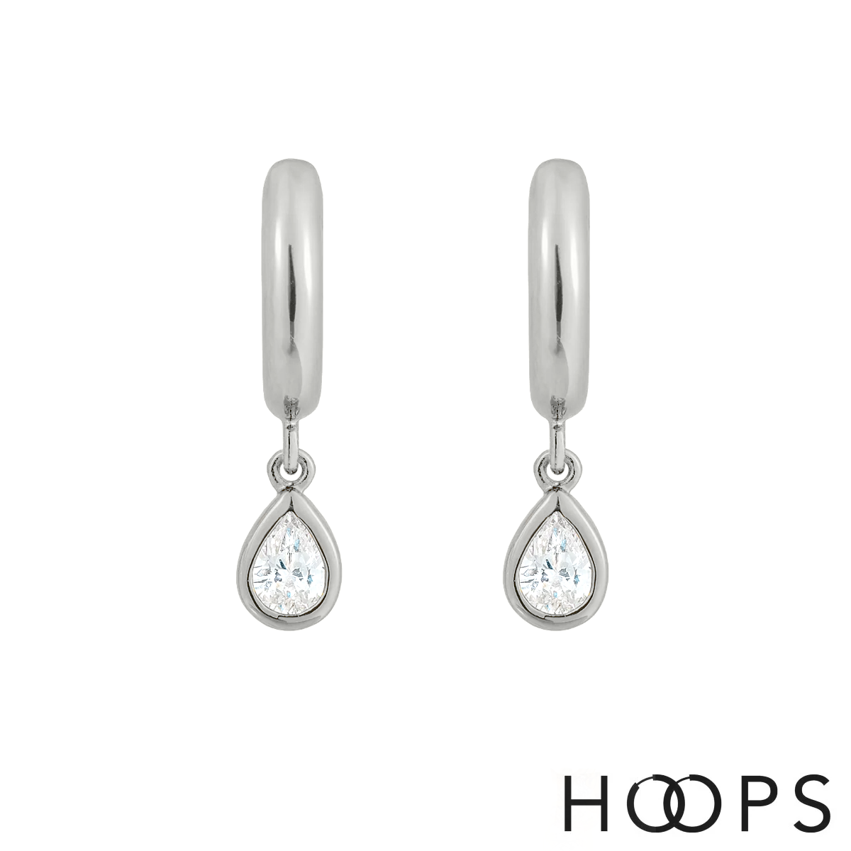 Sterling Silver Mini Pear Drop Huggies image 0