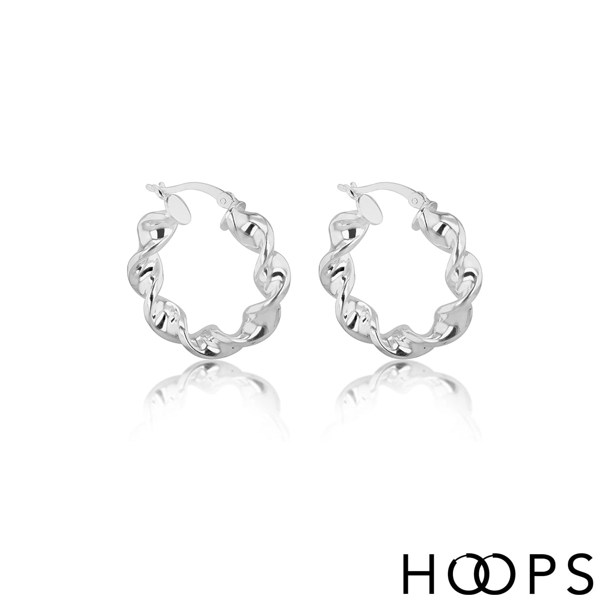 Sterling Silver Round Twist Hoops image 1