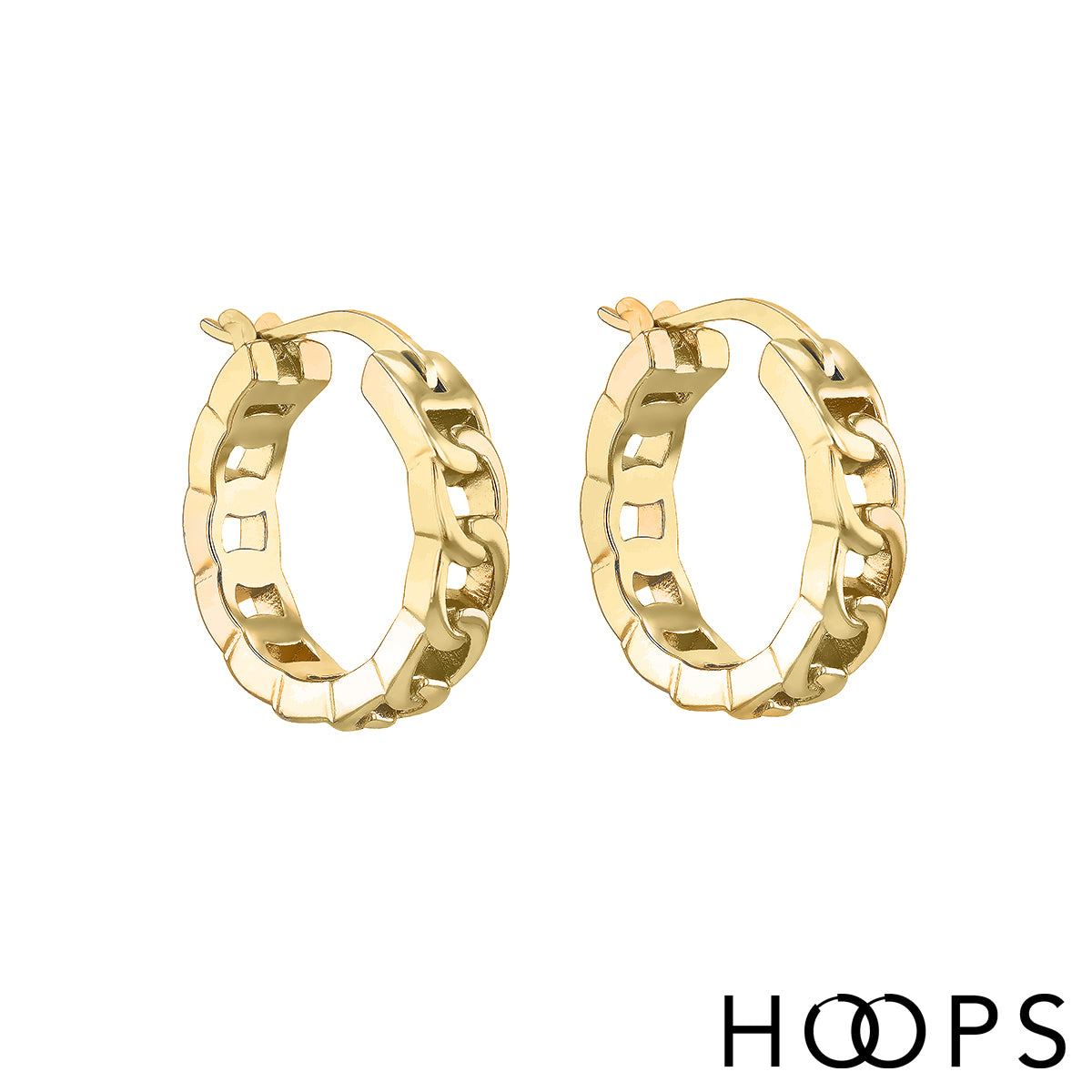 Yellow Gold Vermeil Curb Chain Hoop Earrings image 0