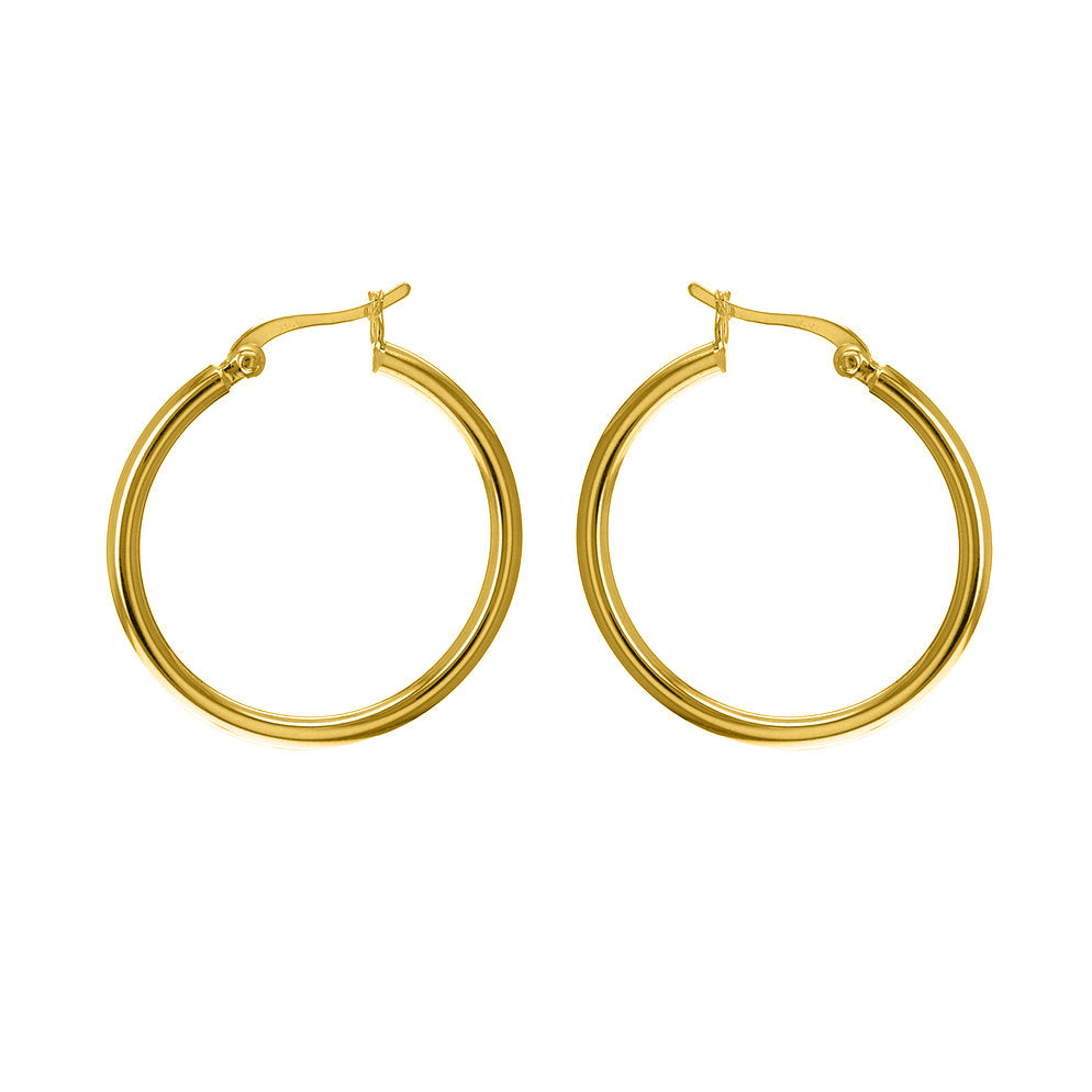 Yellow Gold Vermeil 30mm Plain Hoop Earrings image 0