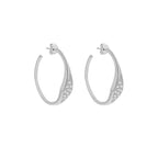 Sterling Silver Stone Set Design Hoop Earrings image 0