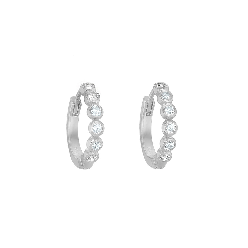 Silver 14mm Rubover Six Stone Huggies image 0