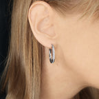 Sterling Silver Stardust Creole Oval Hoops image 1
