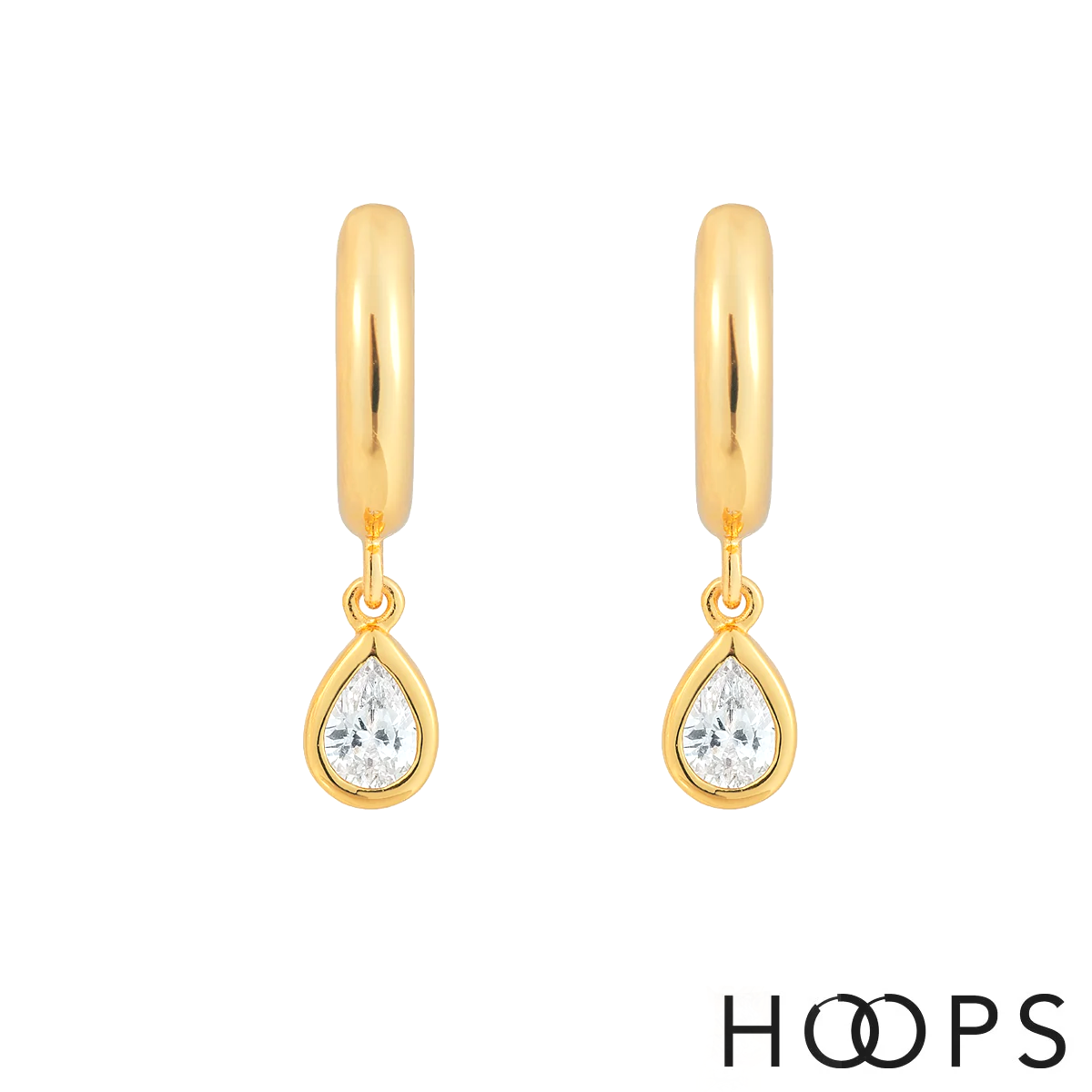 Yellow Gold Vermeil Mini Pear Drop Huggies image 0