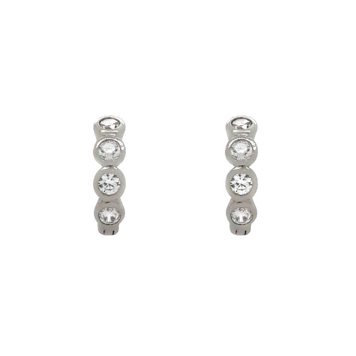 Sterling Silver Mini Bezel Hana Huggies image 1